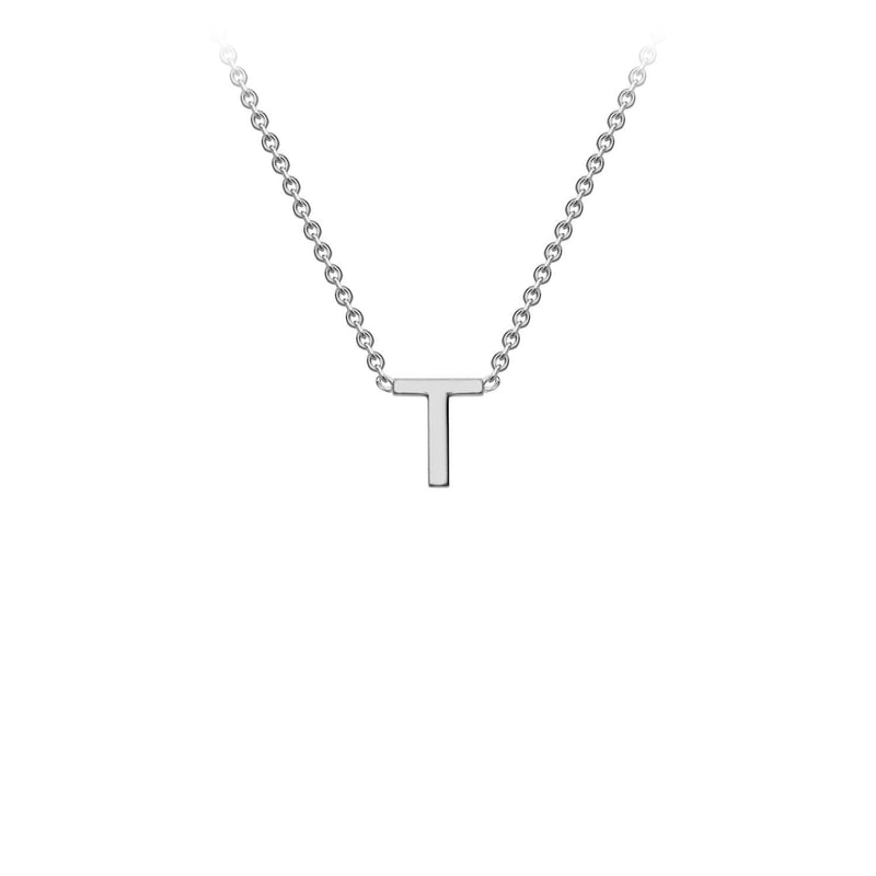 9ct White Gold 'T' Initial Adjustable Letter Necklace 38/43cm