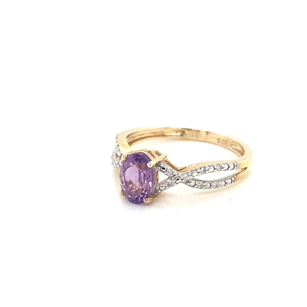 Oval Gemstone and Diamond Intertwined Shoulder Ring