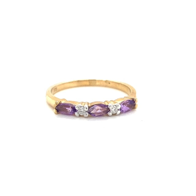 Amethyst and Diamond Wave Ring
