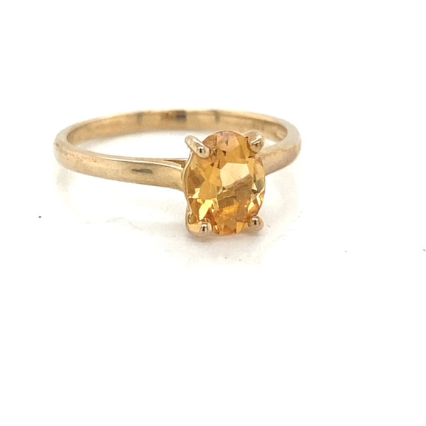 Oval Citrine Solitaire Ring