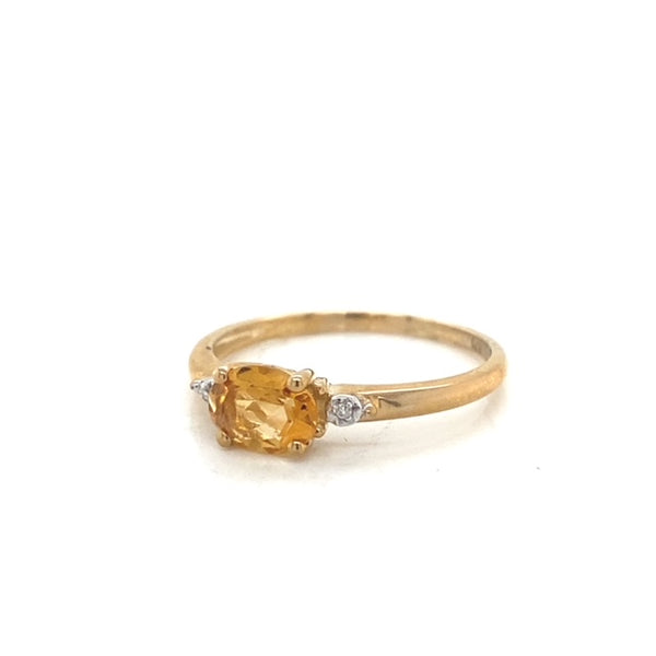 Horizontal Genuine Gemstone and Diamond Ring