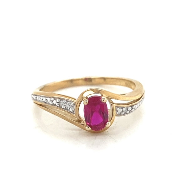 Created Gemstone and Diamond Twist Solitaire Ring