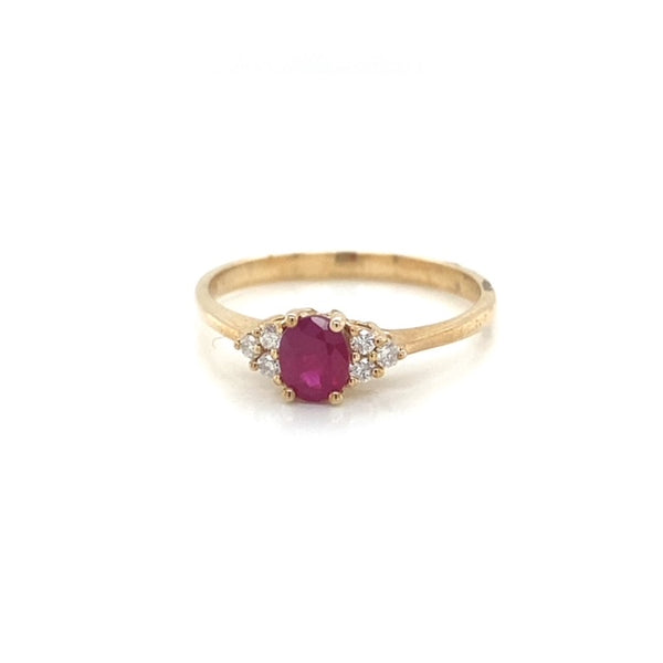 Natural Oval Ruby and Diamond Trinket Ring