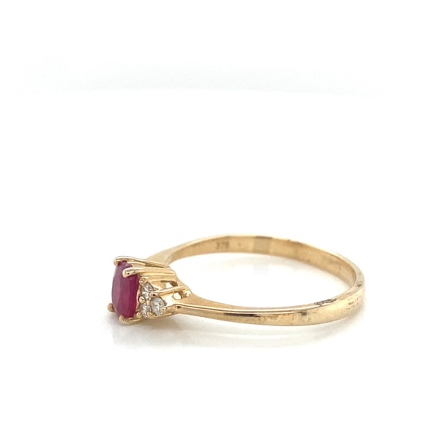 Natural Oval Ruby and Diamond Trinket Ring