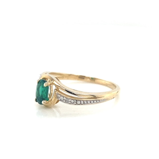 Created Gemstone and Diamond Twist Solitaire Ring