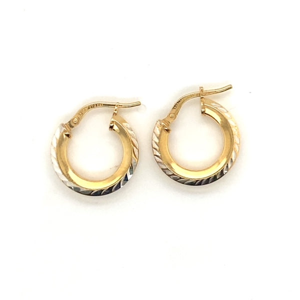 White and Yellow Gold Small Hoop Earrings