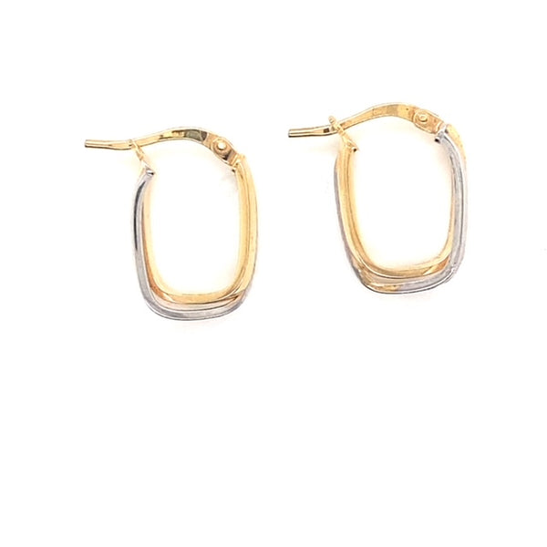 Two Tone Intertwined Rectangular Etched Hoops