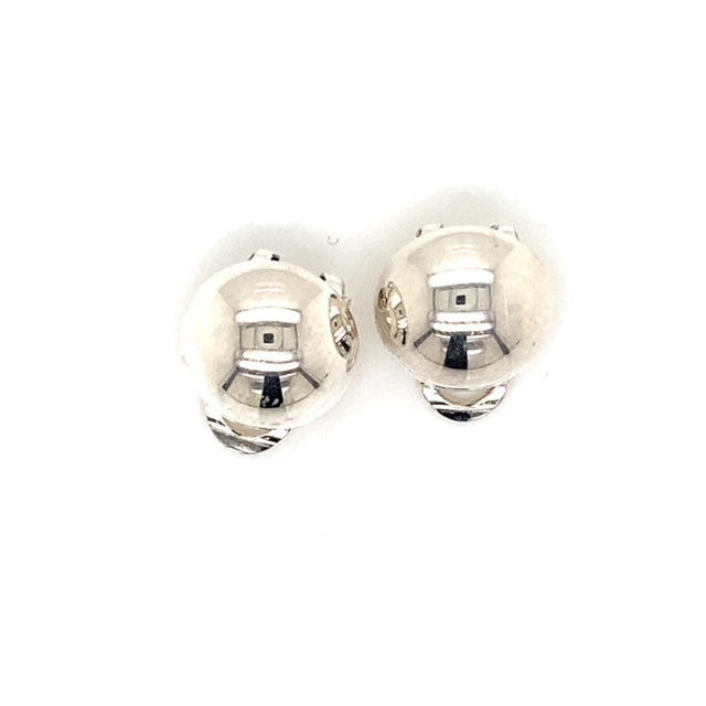 Sterling Silver Round Clip On Earrings - 8mm