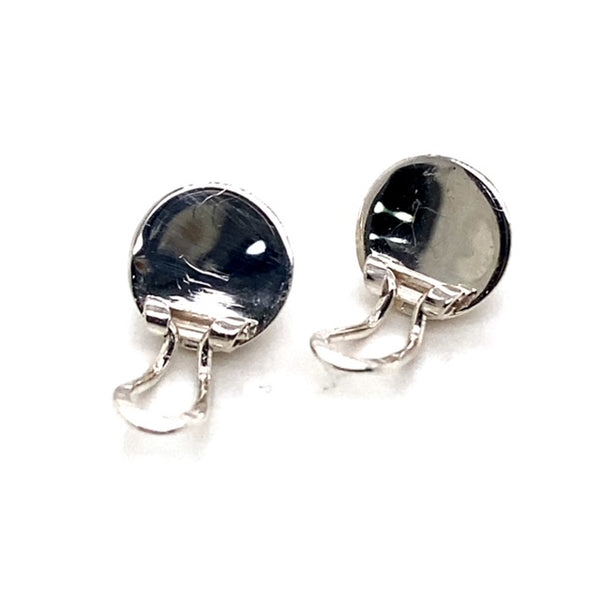 Sterling Silver Round Clip On Earrings - 8mm