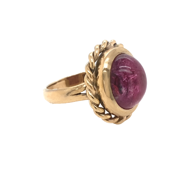 Yellow Gold Ring with Cabochon Ruby - Estate