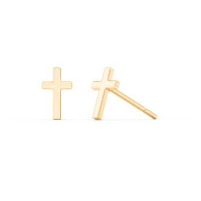 Yellow Gold Small Cross Studs