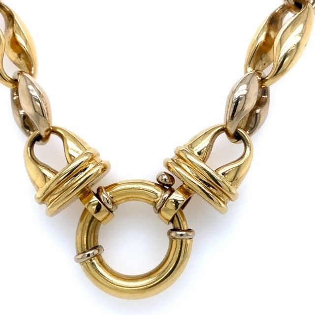 18 Carat Two Tone Gold Link Necklace - Estate