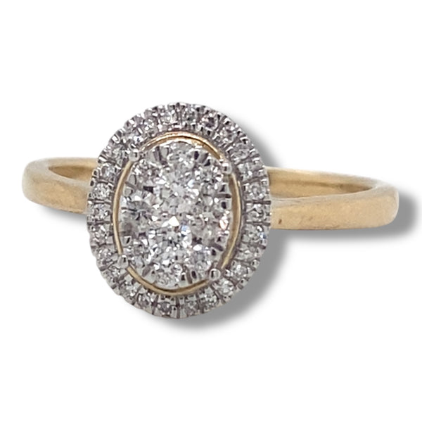 Oval Halo Cluster Ring