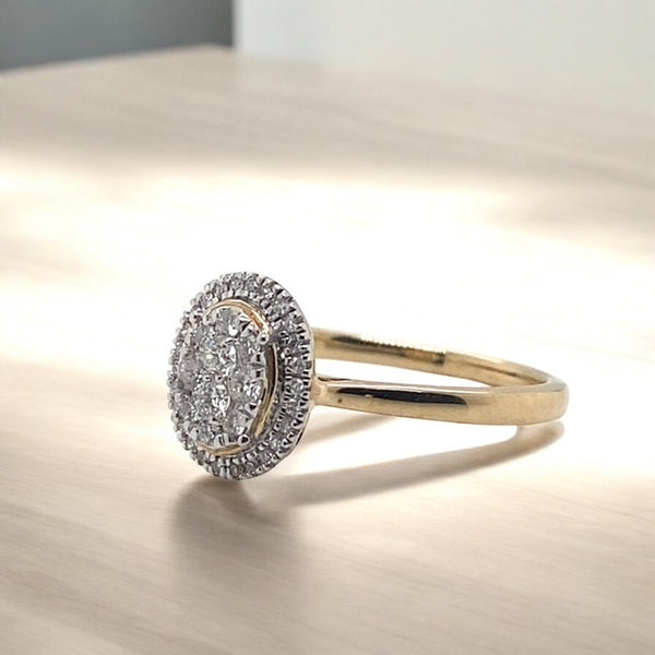 Oval Halo Cluster Ring