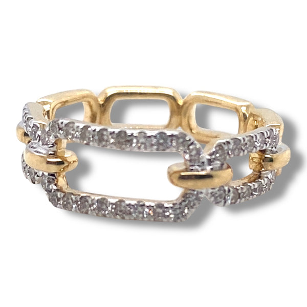 Chain Link Pave Diamond Ring