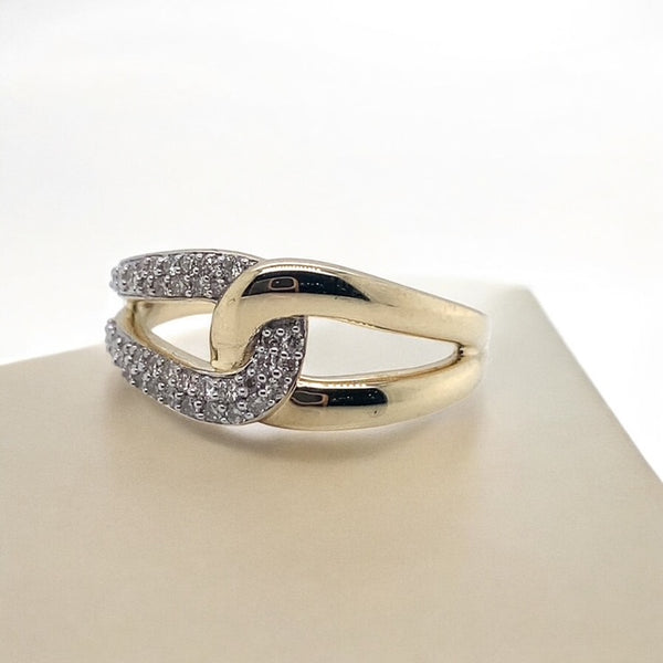 Yellow Gold and Diamond Interlocking Ring