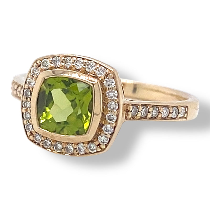 Peridot and Diamond Square Dress Ring