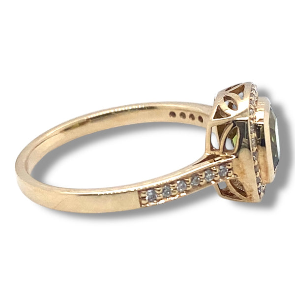 Peridot and Diamond Square Dress Ring