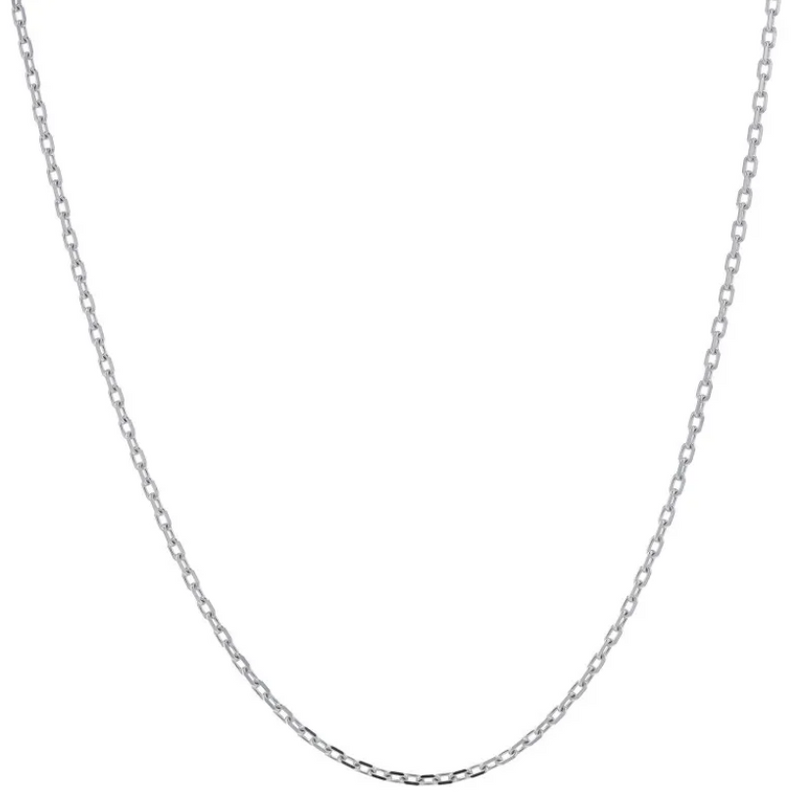 White Gold Diamond Cut Cable Chain - 45cm