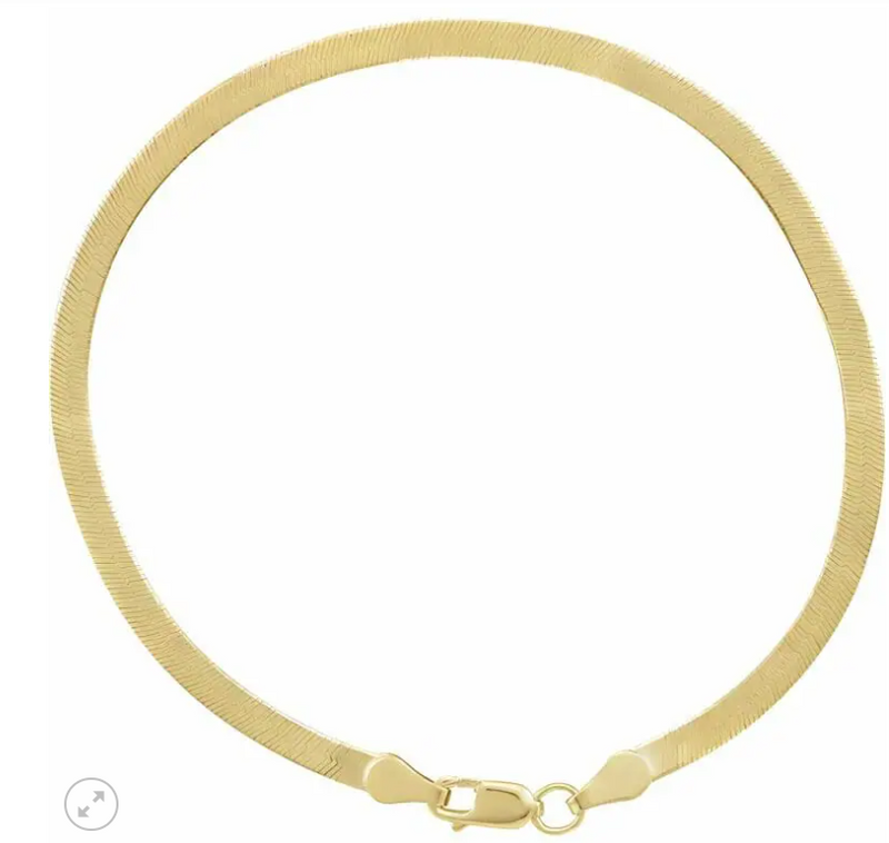 Yellow Gold 2mm Wide Herringbone Bracelet