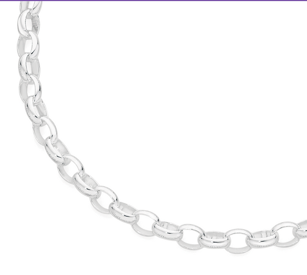 Sterling Silver Oval Belcher Chain - 65cm