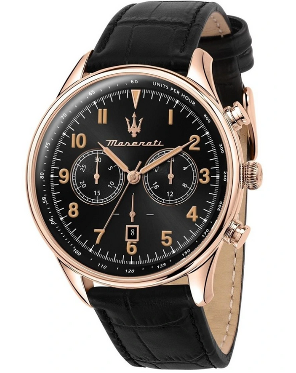 Maserati 'Tradizione' 45mm Chronograph Black Leather Mens Watch - R8871646001