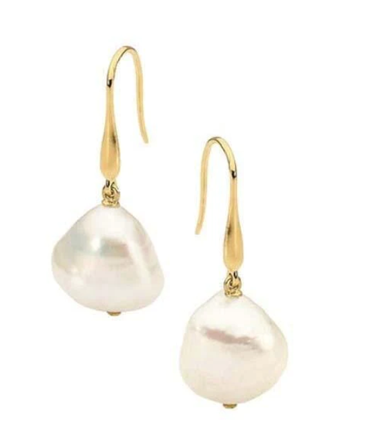Keshi Freshwater Pearl Earrings with Gold Shepherds Hook