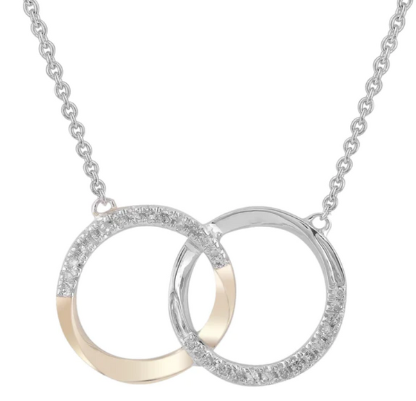 White and Yellow Gold Infinite Circles Necklace