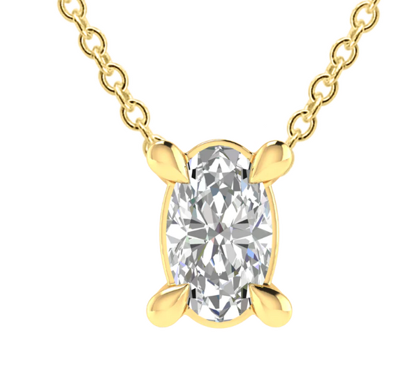 0.25 Carat Oval Solitaire Diamond Necklace