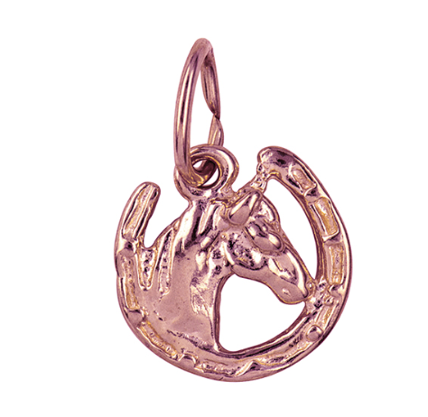 Rose Gold Horse and Horseshoe Charm Pendant