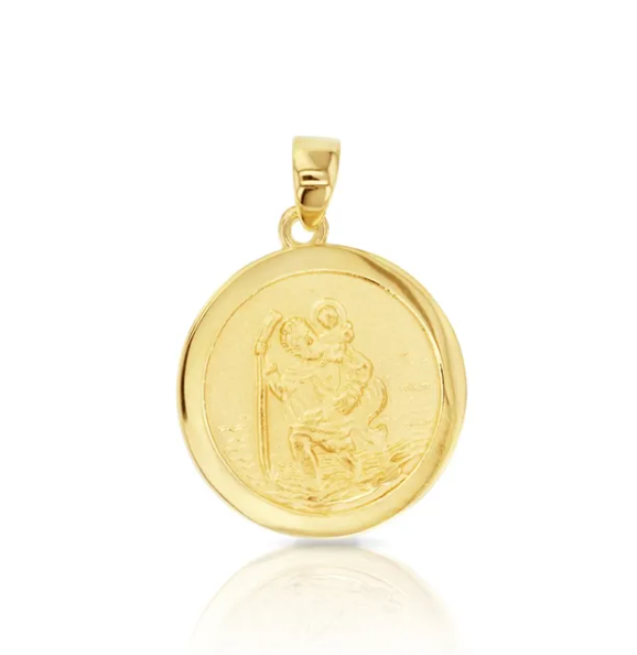 Yellow Gold Medallion St Christopher Charm Pendant