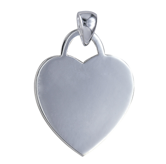 Sterling Silver Engravable Heart Disc Pendant