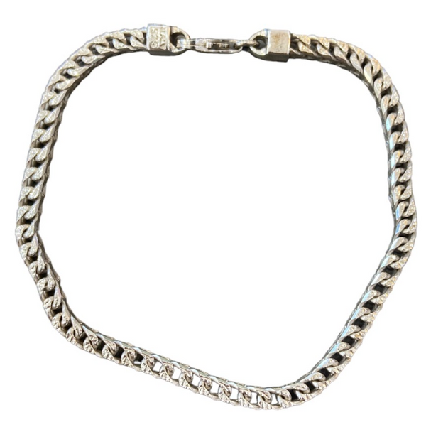 Sterling Silver (Rhodium Plated) 3D Franco Link Bracelet - 22cm