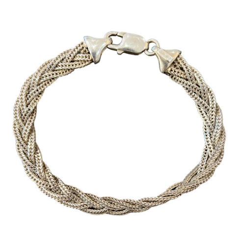 Sterling Silver Braided Bracelet - 18cm