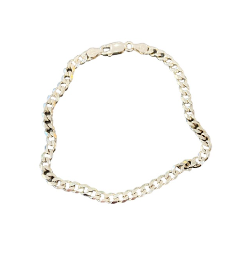 Sterling Silver Men's Curb Chain Bracelet - 21cm