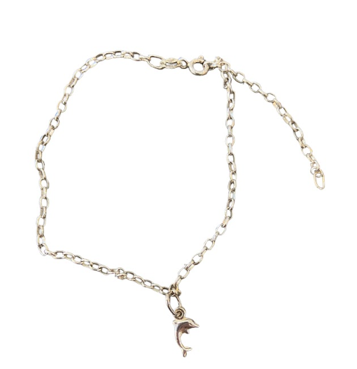 Sterling Silver Anklet with Dolphin Charm