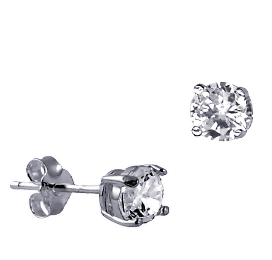 Sterling Silver and Cubic Zirconia Stud Earrings