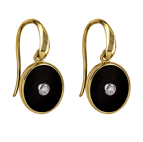 Onyx and Diamond Drop Earrings