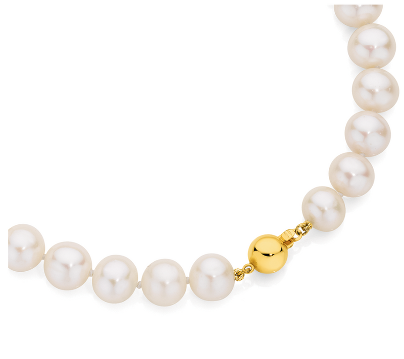 10mm AA Grade Freshwater Pearl Necklace with Gold Clasp