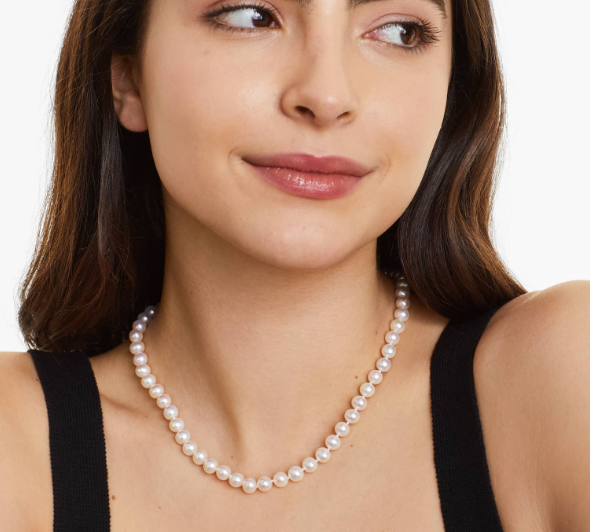 10mm AA Grade Freshwater Pearl Necklace with Gold Clasp