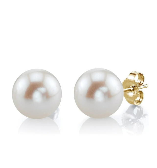 Round Freshwater Pearl Studs with 9 Carat Gold Backing