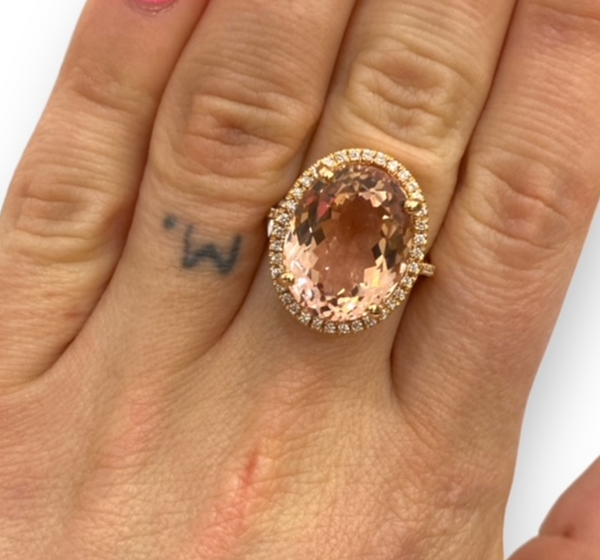 Morganite and Diamond Statement Cocktail Ring