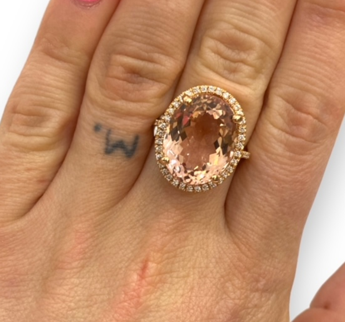 Morganite and Diamond Statement Cocktail Ring