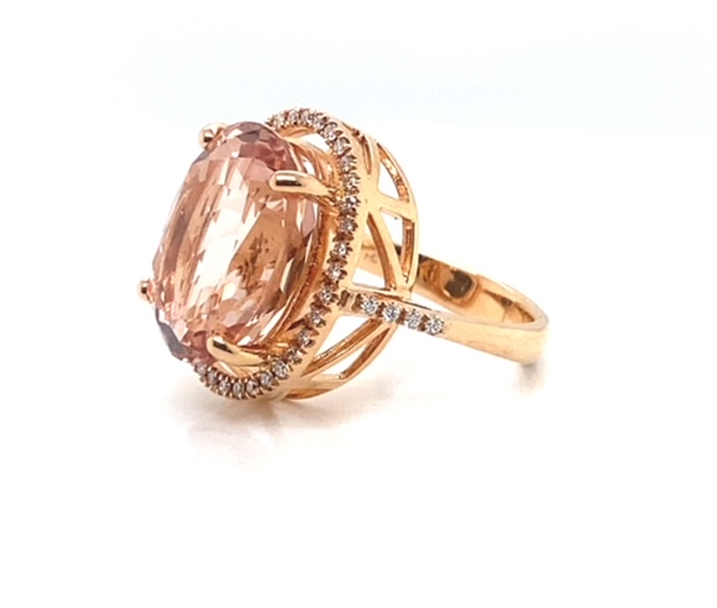 Morganite and Diamond Statement Cocktail Ring