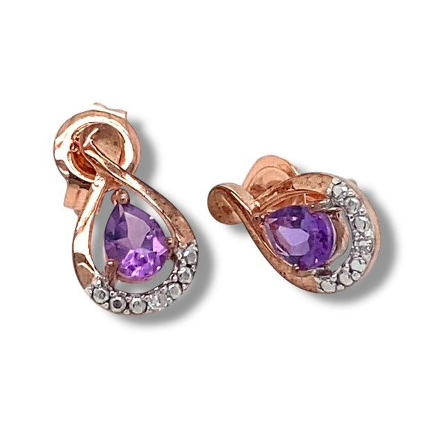 Amethyst Teardrop Stud Earrings