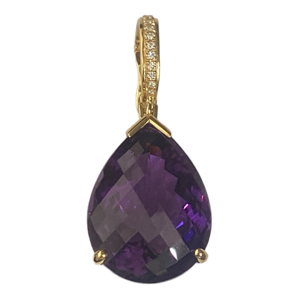 Teardrop Amethyst  and Diamond Enhancer Pendant