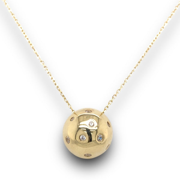 Yellow Gold Dazzling Slider Ball Necklace