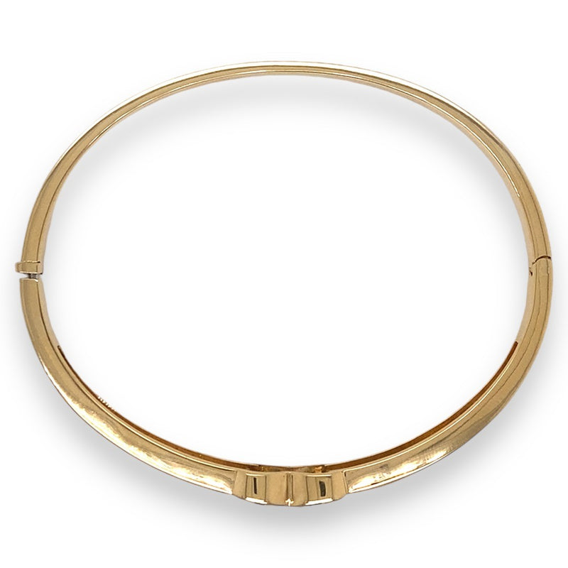 Solid 18 Carat Yellow Gold Diamond Hinge Bangle - Estate