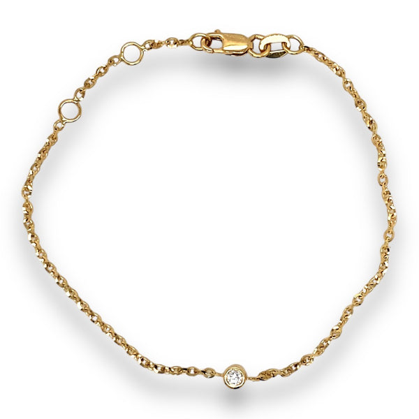 Yellow Gold and Bezel Set Diamond Bracelet