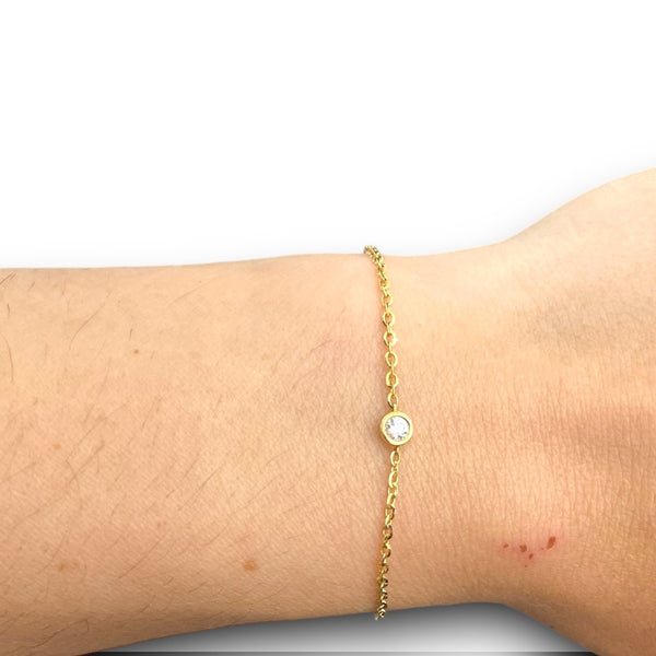 Yellow Gold and Bezel Set Diamond Bracelet